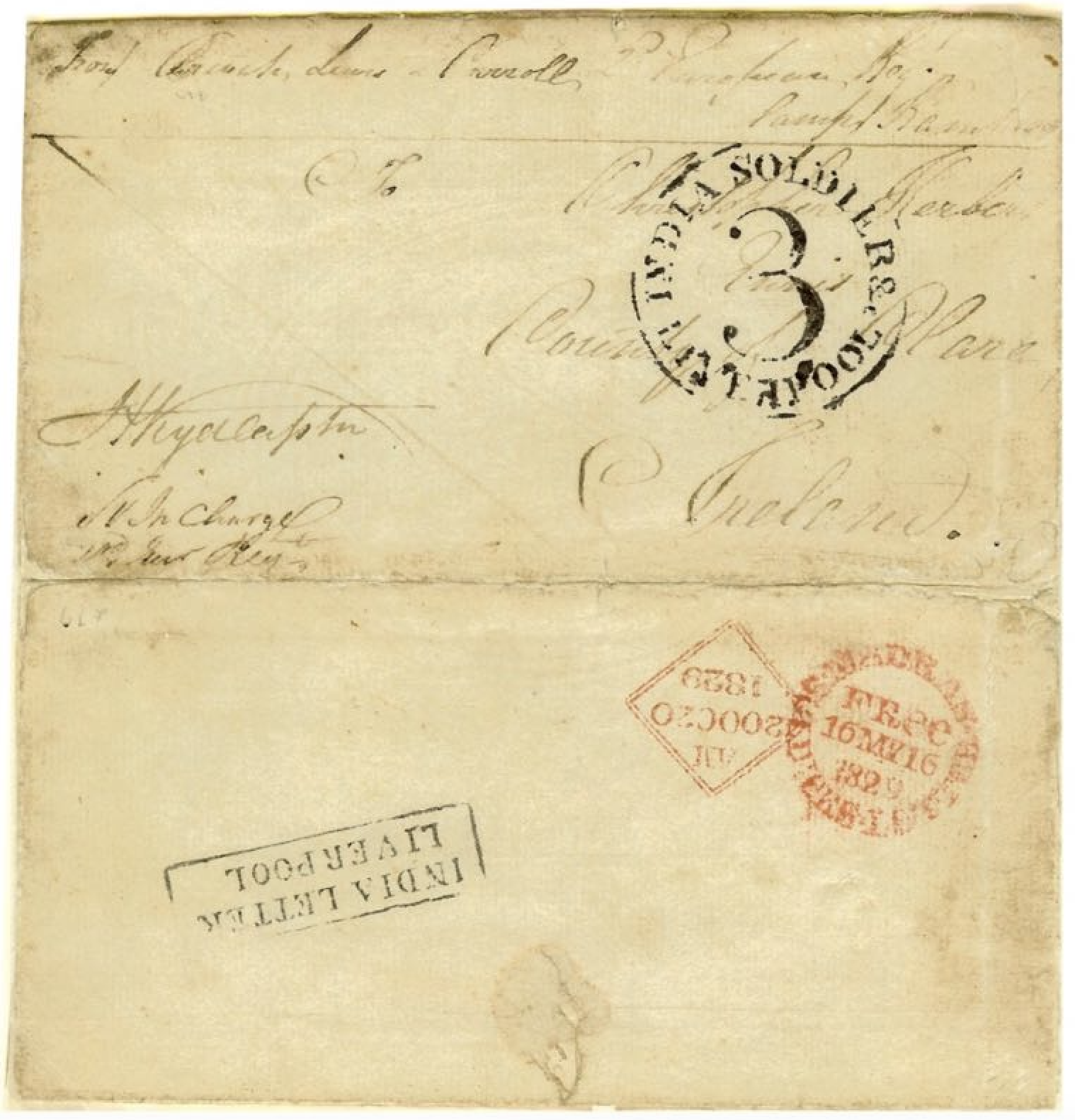 1829 Madras SD10 pre stamp cover — COV-797