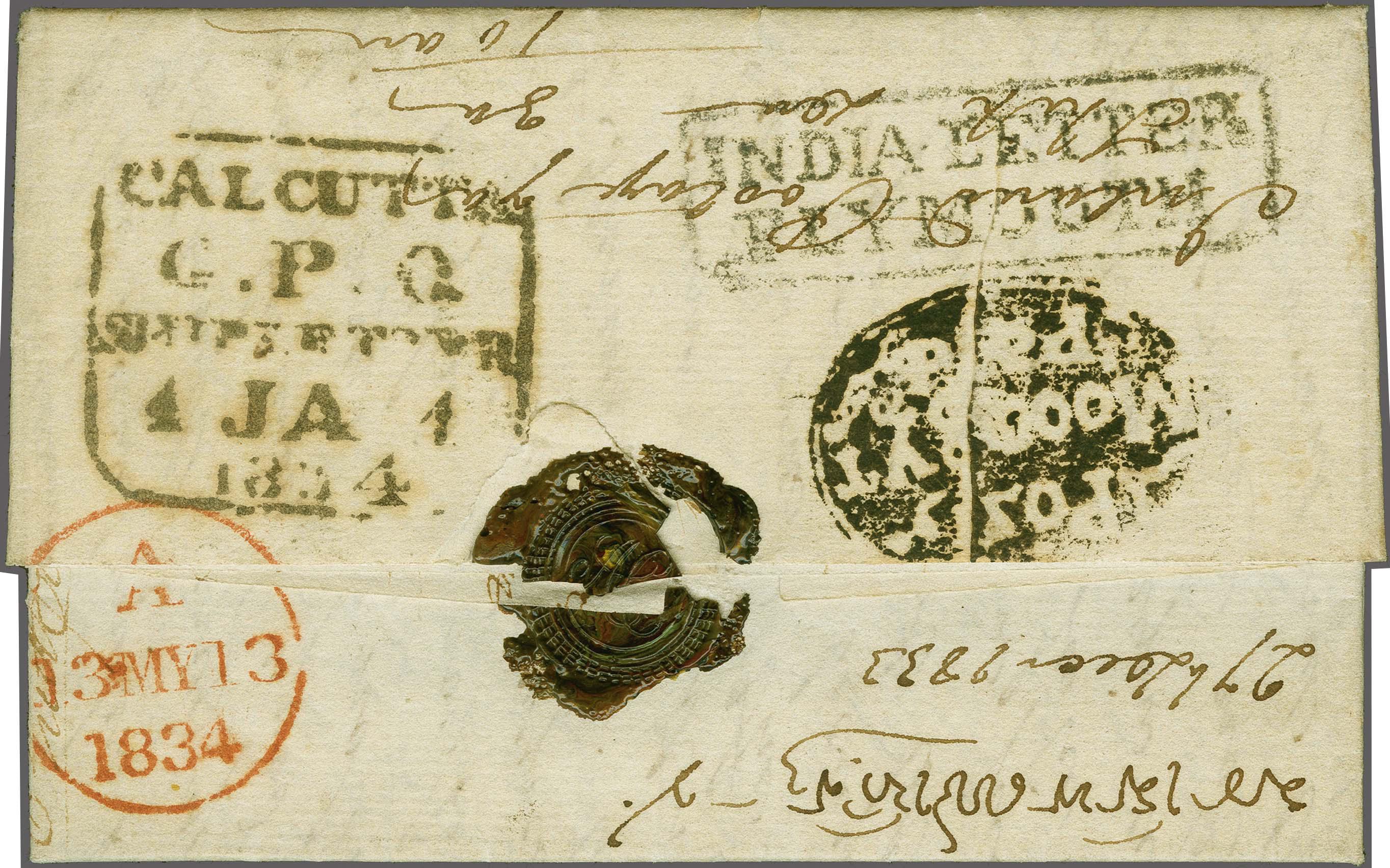 27 December 1833 Moongyr HG 1 pre stamp cover — COV-592