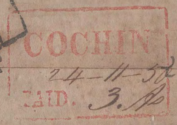 HG 2 handstamp from Cochin