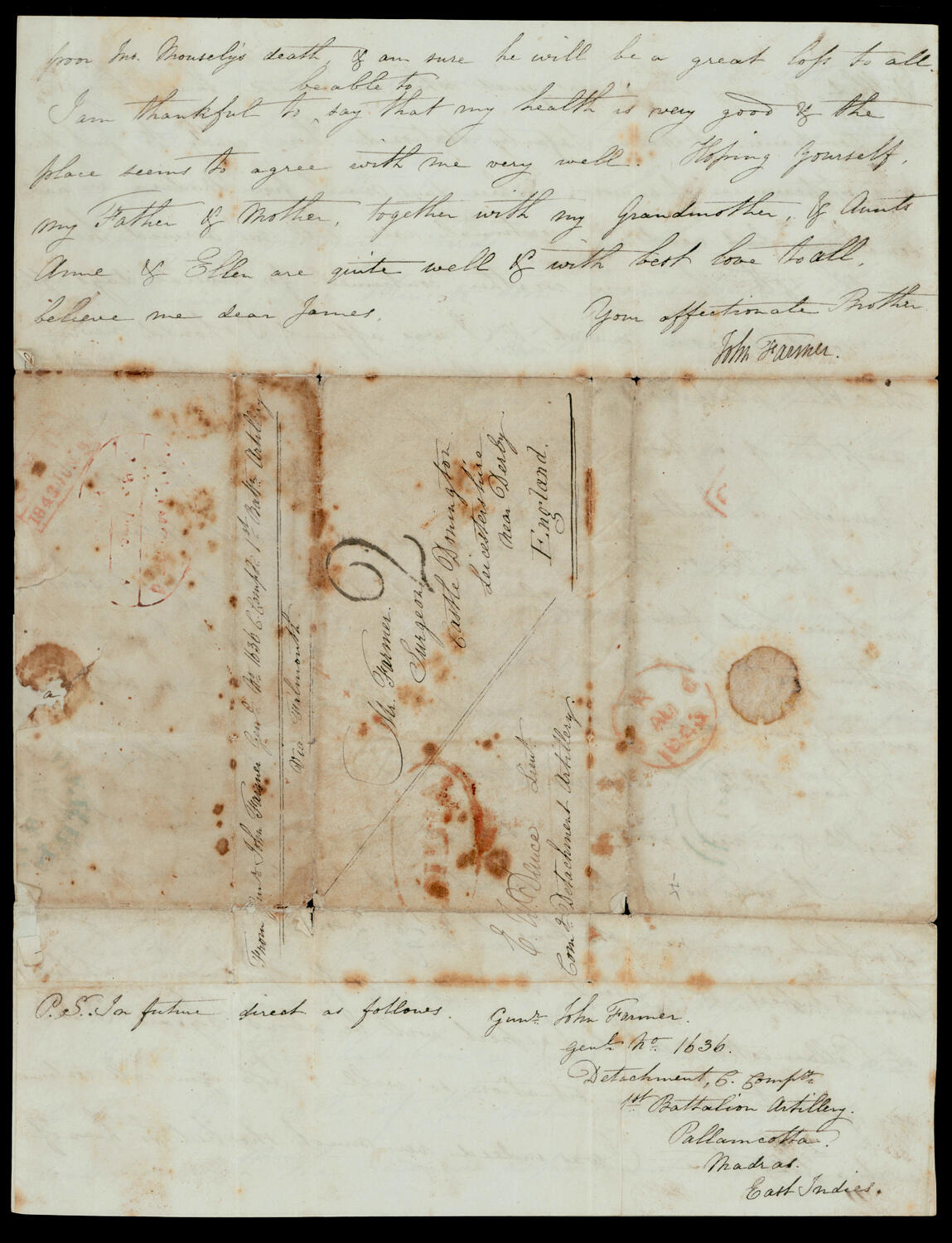 Palamcotah HG 9 pre stamp cover — front (COV-4390)