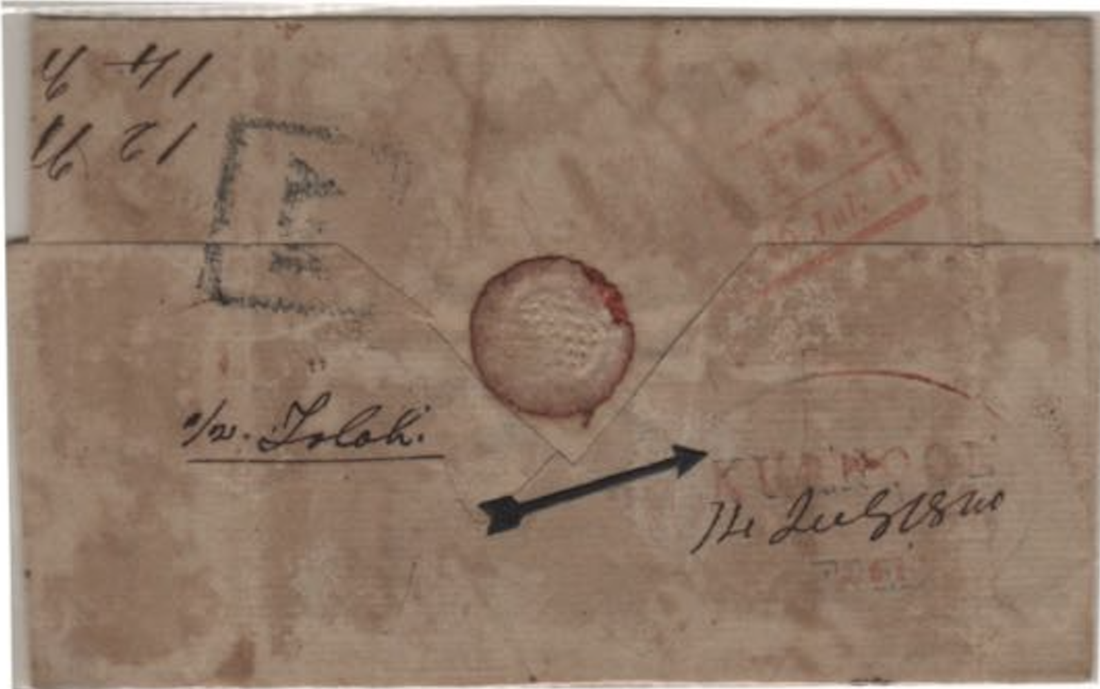 1840 Kurnal (Mad) HG 3 pre stamp cover — COV-724