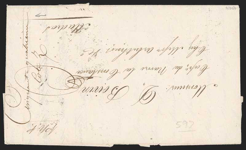 Pondicherry HG 6 pre stamp cover — back (COV-706)
