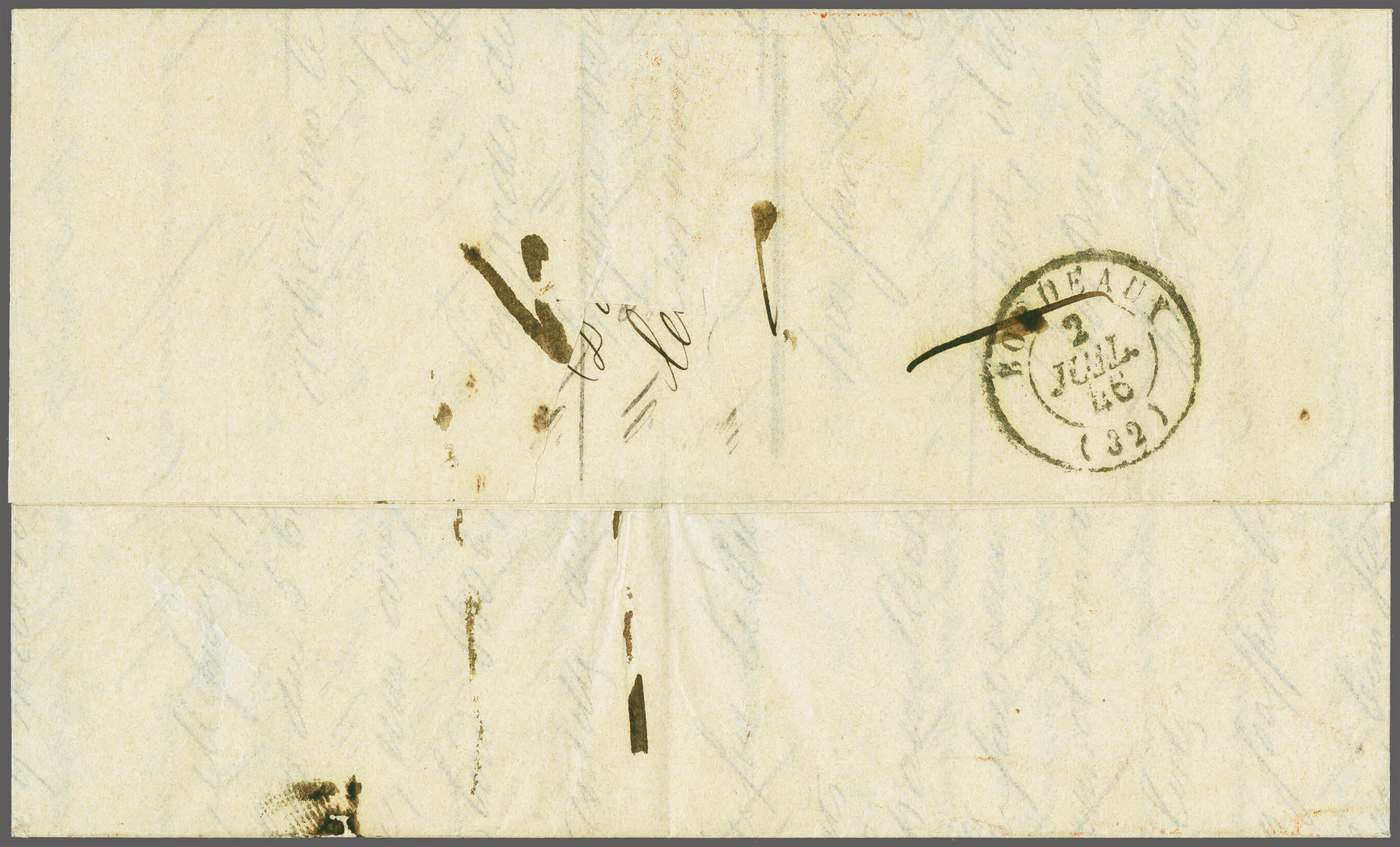 Pondicherry HG 10 pre stamp cover — back (COV-605)