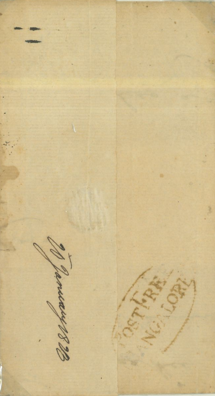 20 January 1823 Bangalore HG 4 pre stamp cover — COV-2647