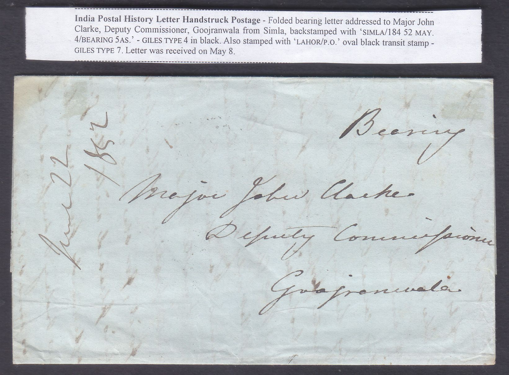 Simla HG 7 pre stamp cover — scan 2 (COV-3842)