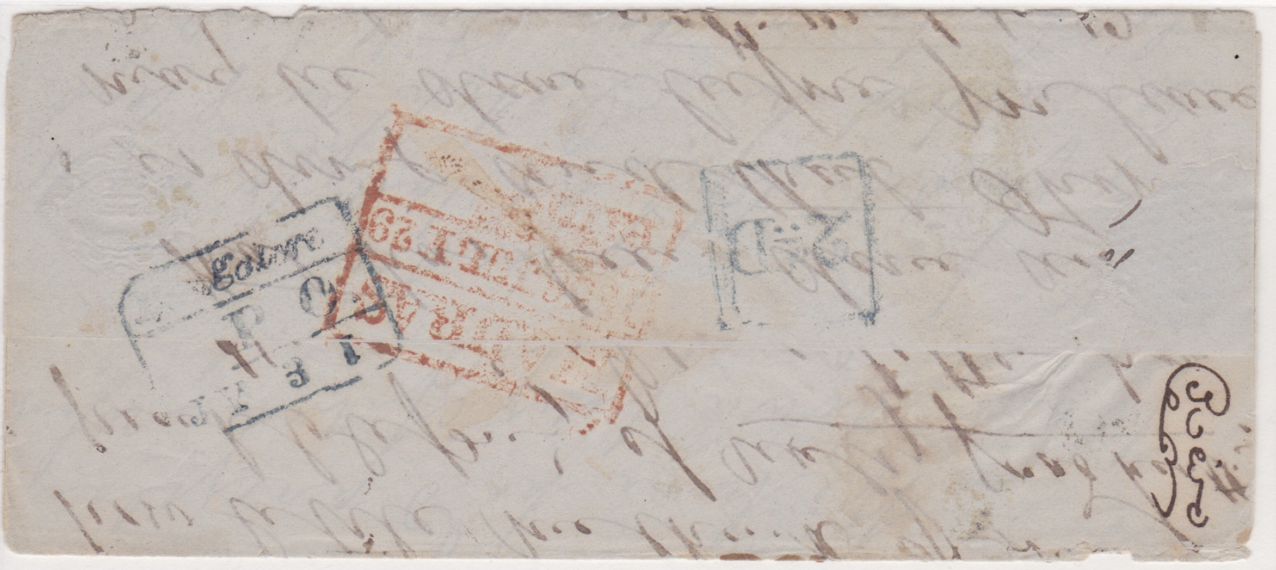 July 1851 Bangalore HG 17 pre stamp cover — COV-871