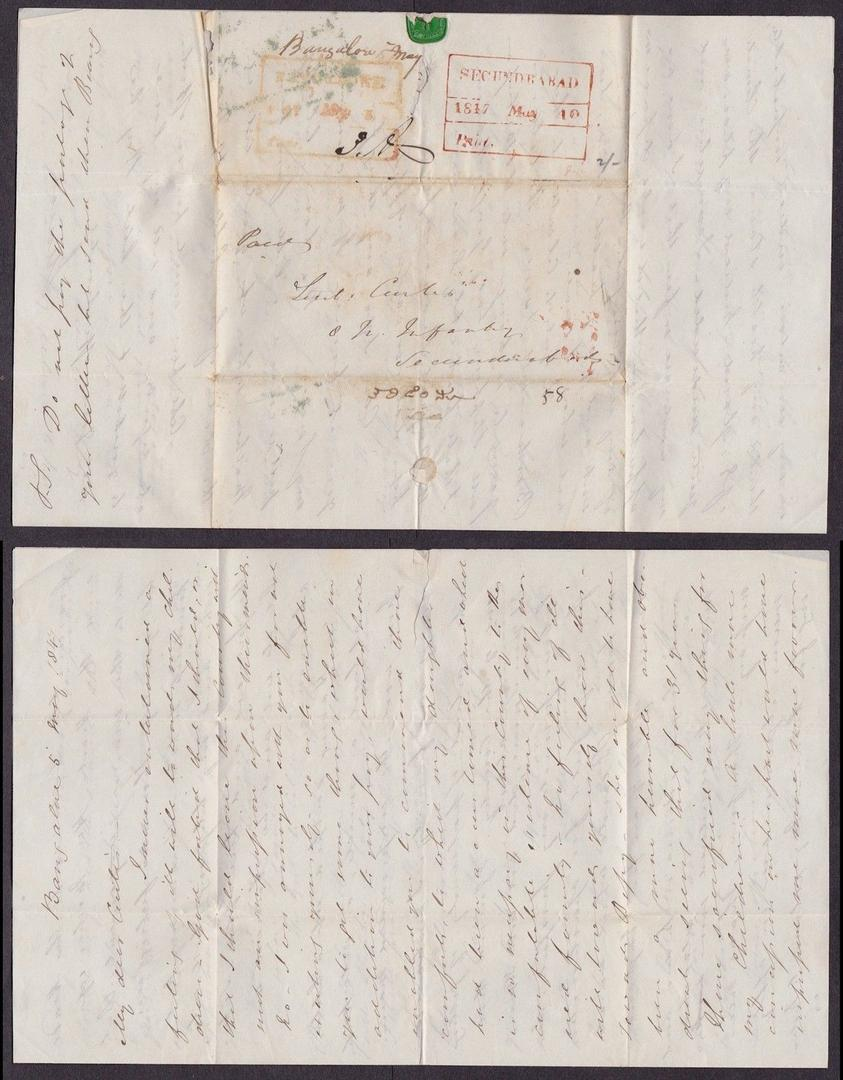 10 May 1847 Secunderabad HG 2 pre stamp cover — COV-4411