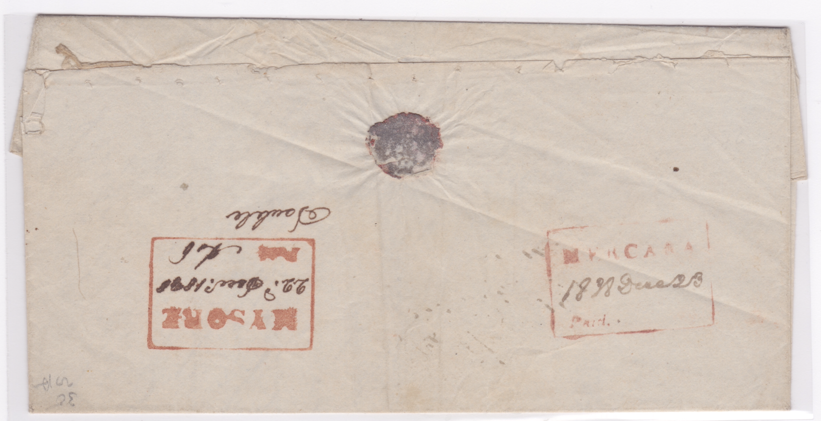 22 Dec 1838 Mercara HG 1 pre stamp cover — COV-946