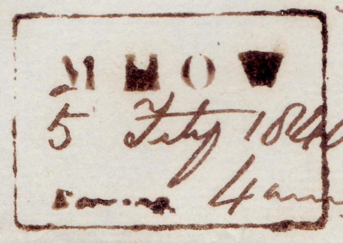 Mhow HG 3a — pre-1854 Indian handstamp, 1839–1852, Black