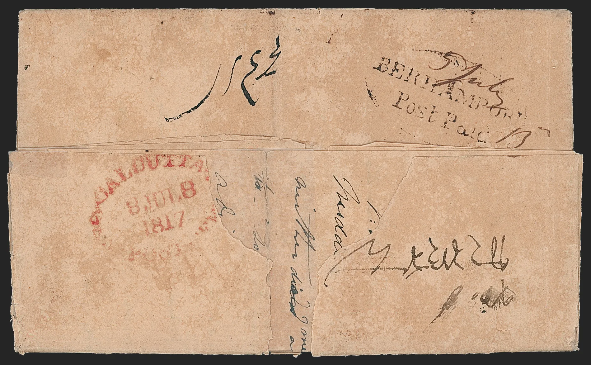 5 July 1817 Berhampore HG 3 pre stamp cover — COV-11