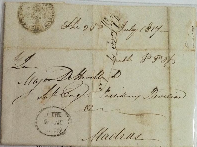 29 July 1817 Chittoor HG 2 pre stamp cover — COV-3408