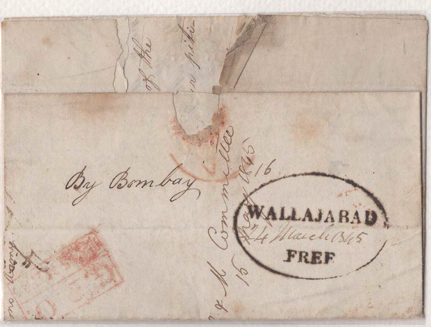 COV-2451 — 24 March 1845 Wallajahabad HG 7 pre-stamp cover
