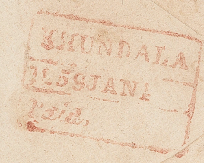 Handstruck stamp of India — Khandala HG 2 pre-1854 handstamp
