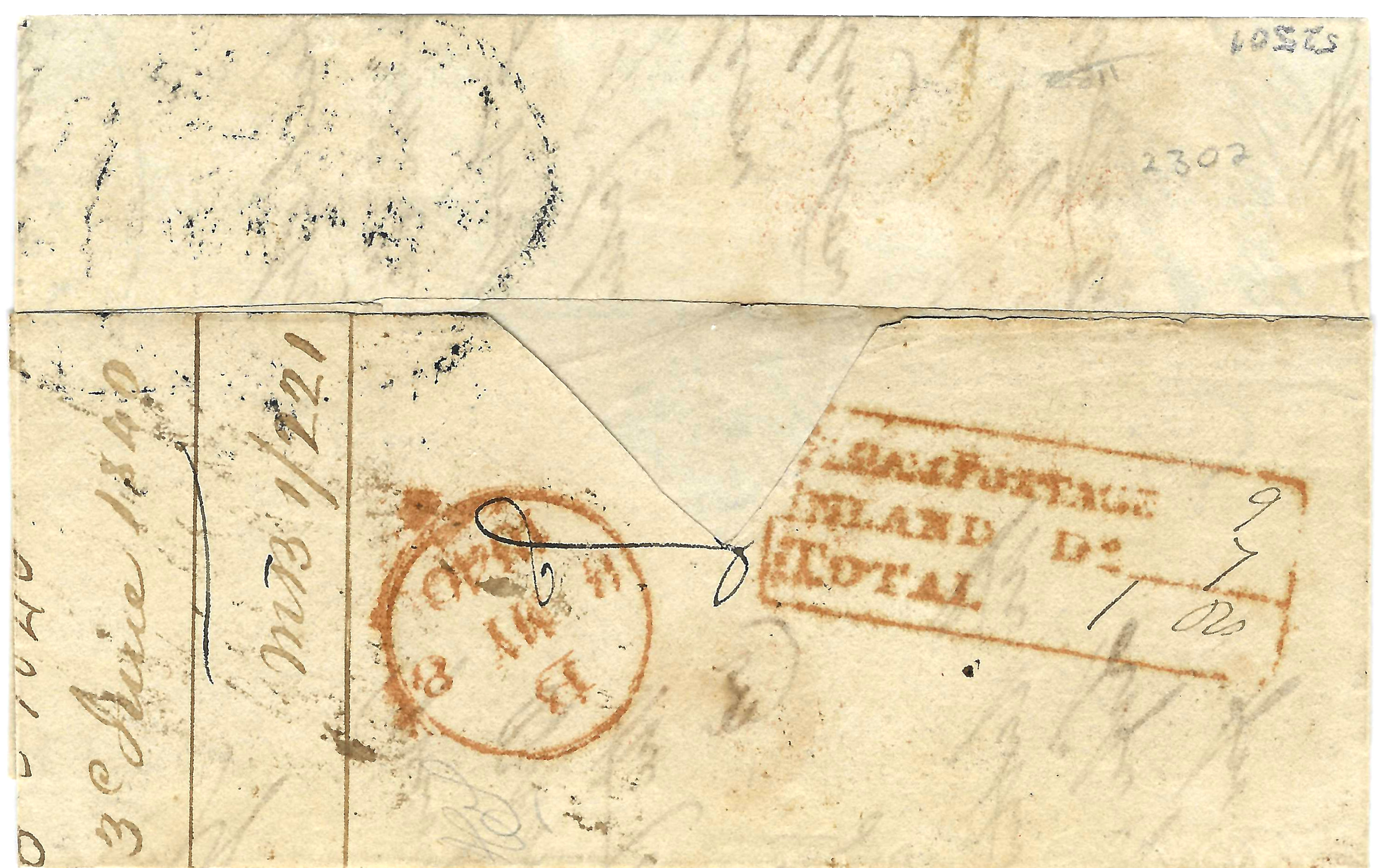 Calcutta SD13 pre stamp cover — back (COV-1710)