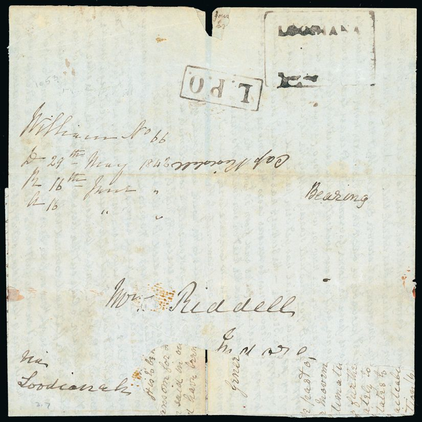Pre-stamp cover of India — Lodianah HG 9, front (COV-1915)