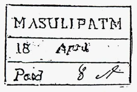 Masulipatam HG 6 handstamp
