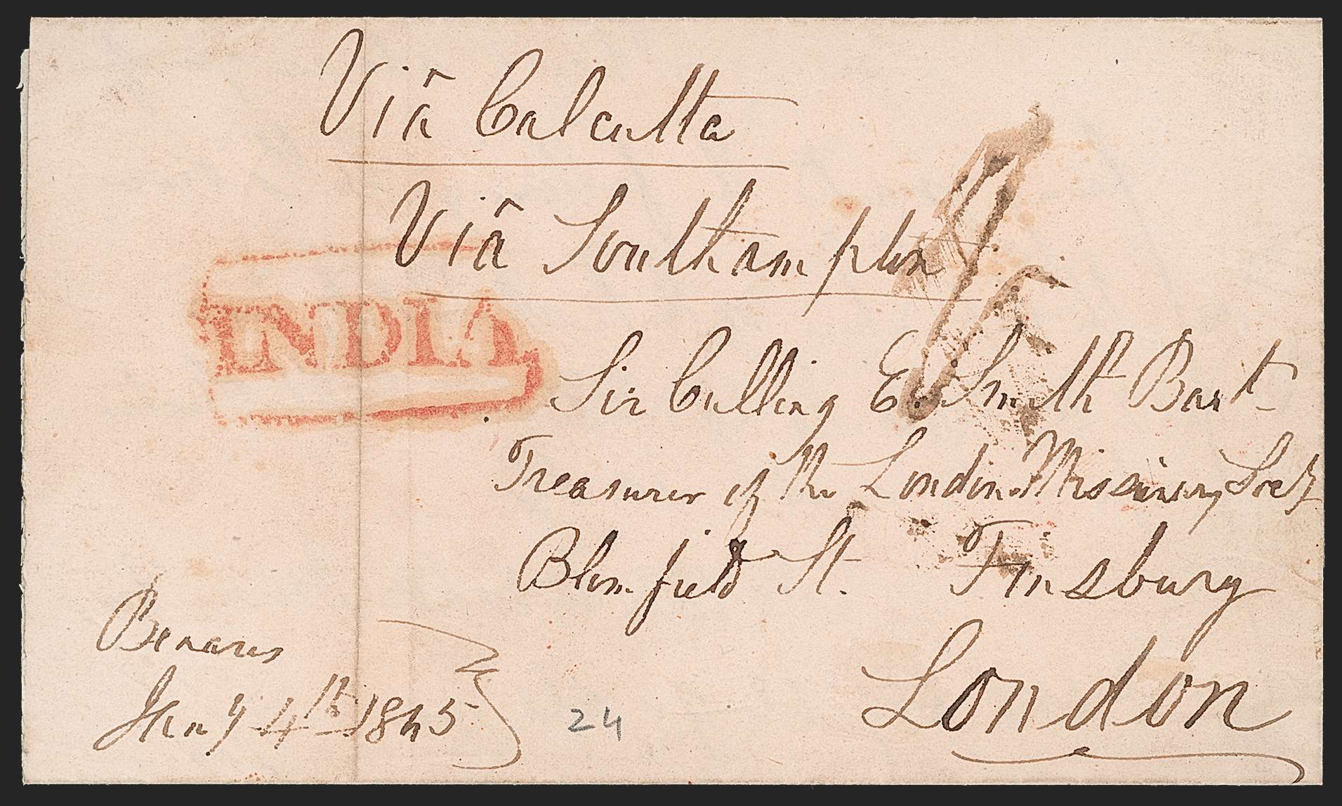 Pre-stamp cover of India — Benares HG 12, scan 2 (COV-5249)
