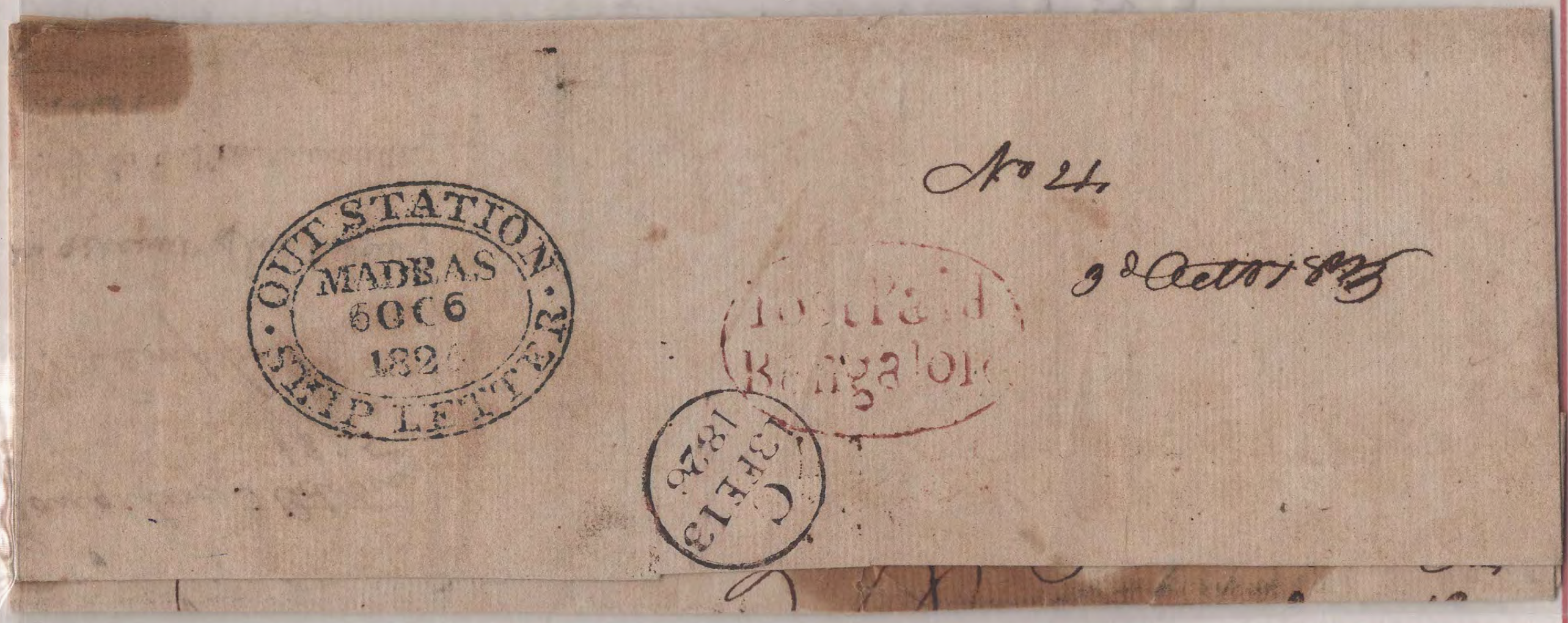 COV-2452 — 3 October 1825 Bangalore HG 2 pre-stamp cover