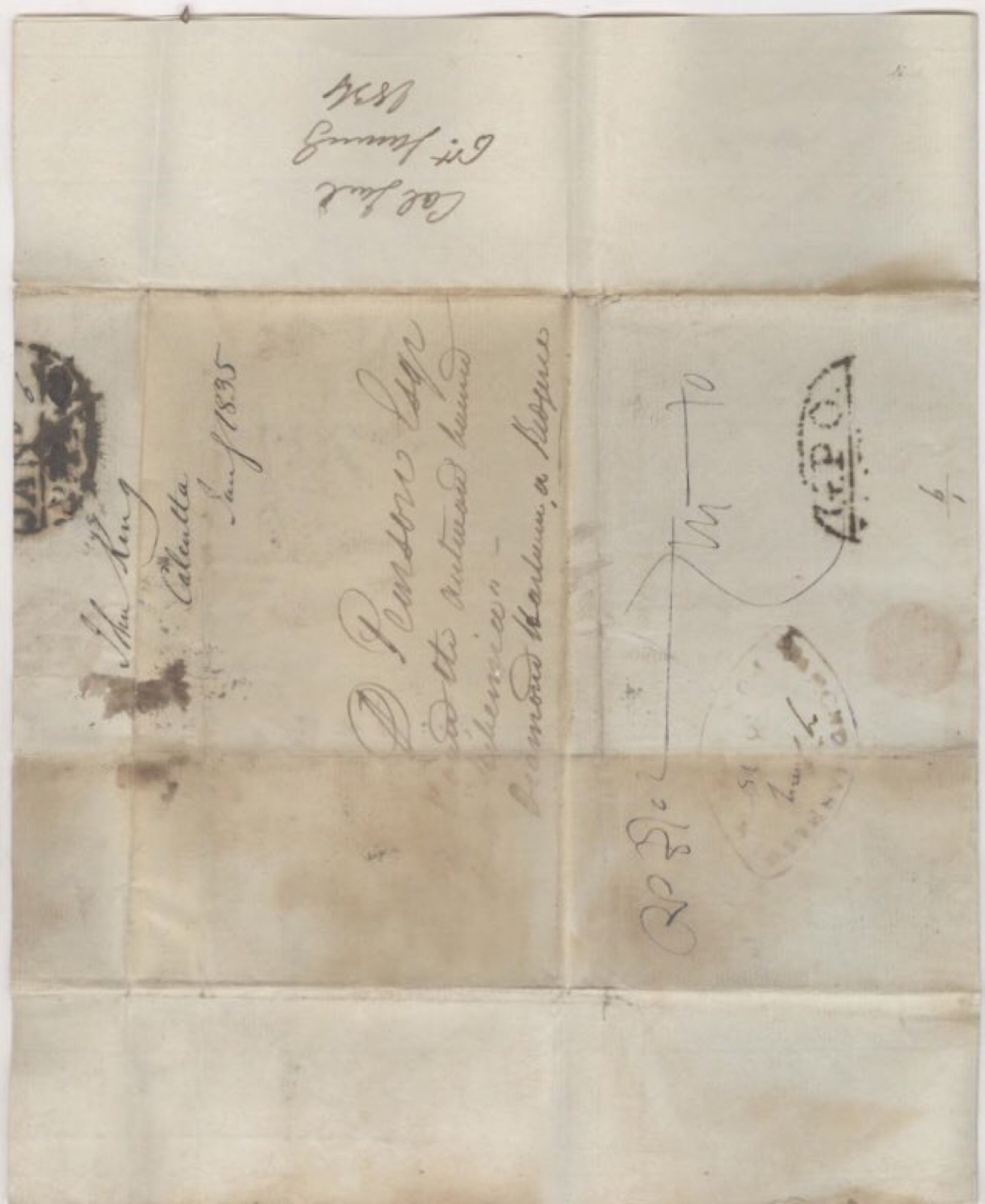Diamond Harbour HG 1 pre stamp cover — back (COV-4267)