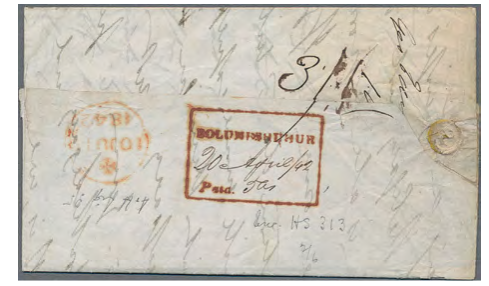 20 April 1842 Boolundersher HG 2 pre stamp cover — COV-2837