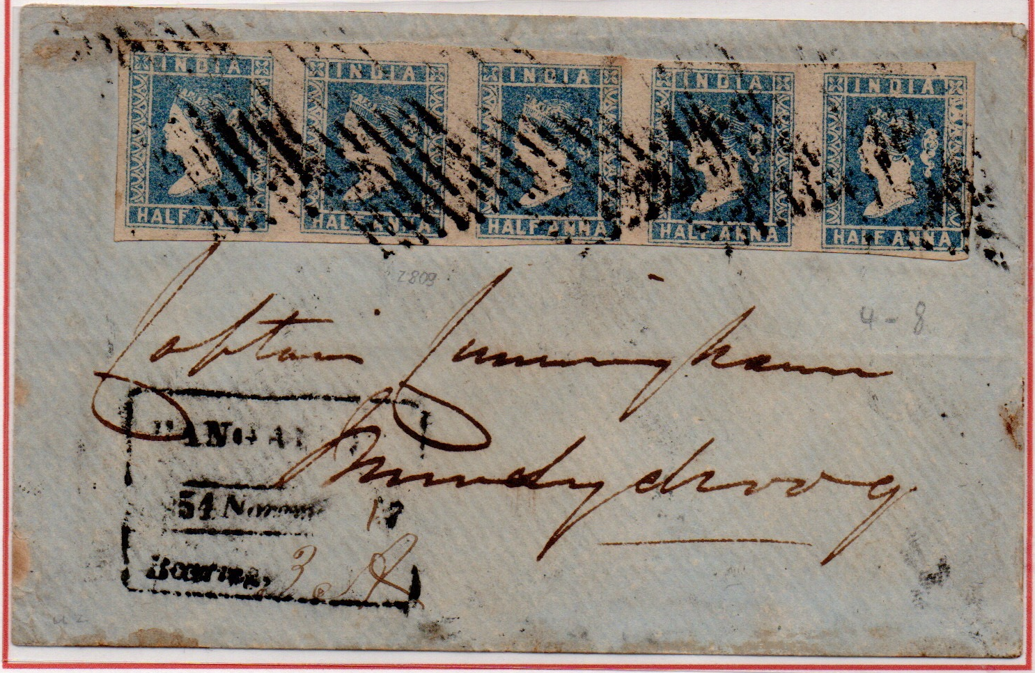 17 November 1854 Bangalore HG 10 pre stamp cover — COV-3461