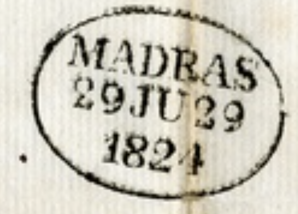 Handstruck stamp of India — Madras MX4 handstamp