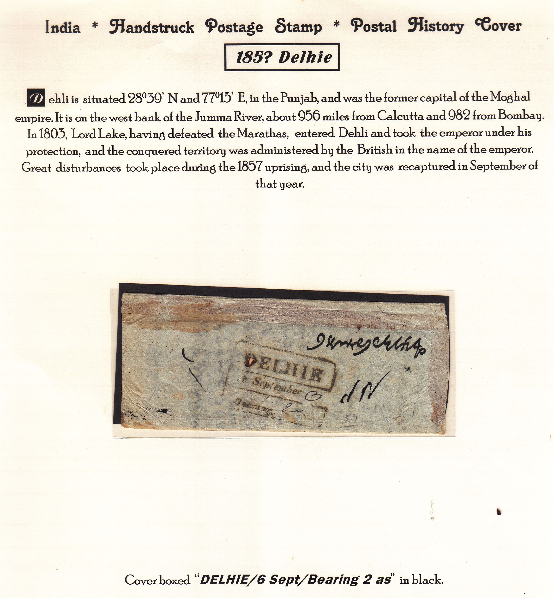28 December 1857 Delhi HG 4 pre stamp cover — COV-3769