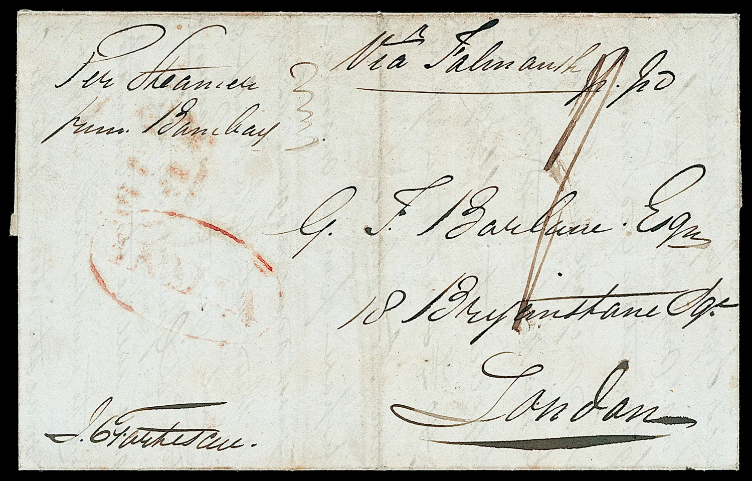 Negapatam HG 5 pre stamp cover — front (COV-294)