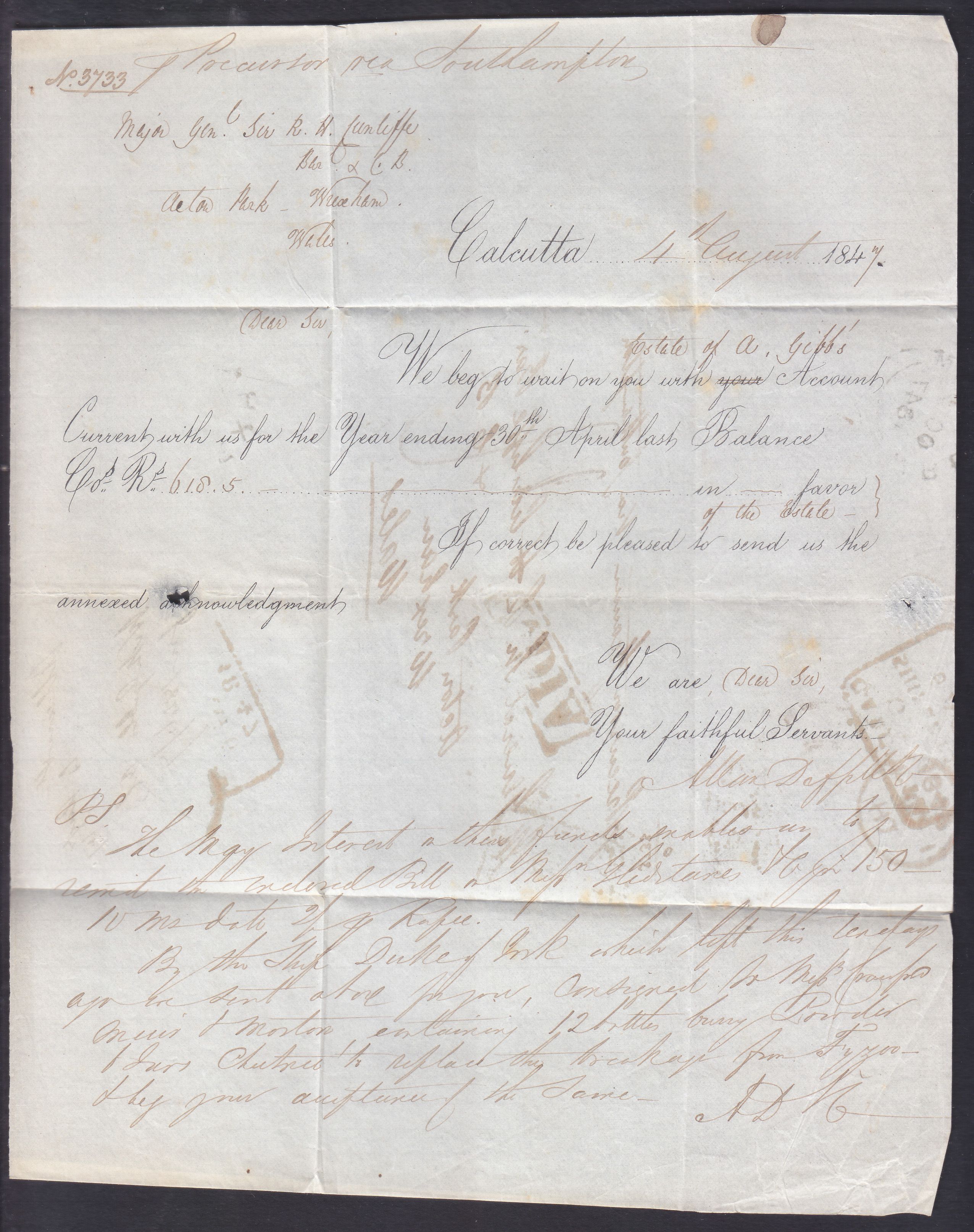 Calcutta SD17 pre stamp cover — scan 3 (COV-3762)