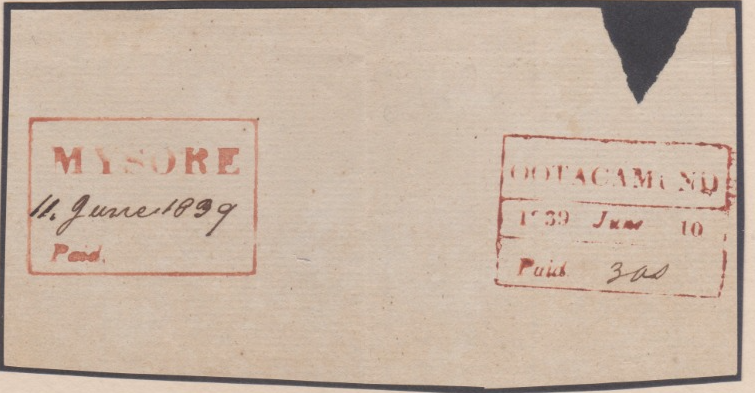 11 June 1839 Mysore HG 4 pre stamp cover — COV-4475