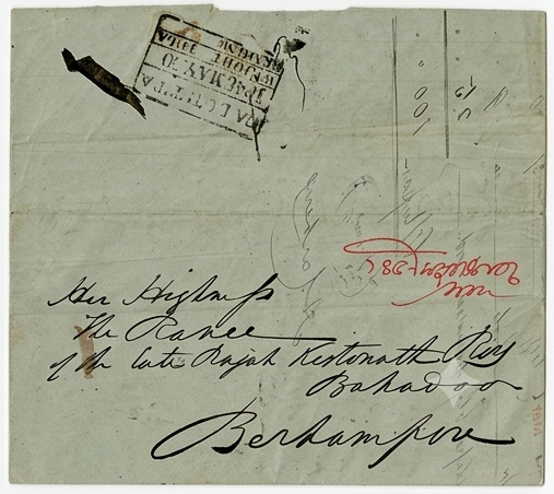 30 May 1848 Calcutta HG 28 pre stamp cover — COV-3691