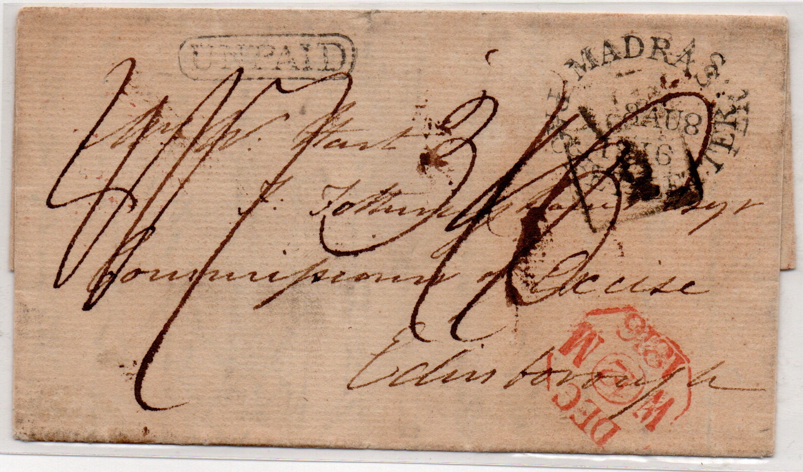 8 August 1816 Madras SD5 pre stamp cover — COV-3416