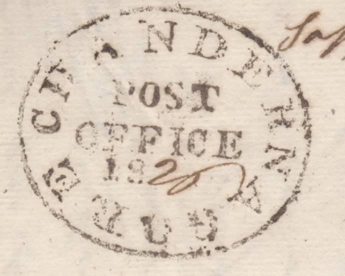 HG 1 handstamp from Chandernagore