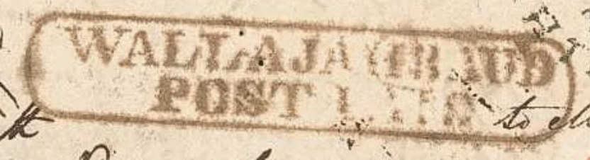 Wallajahabad HG 4 — pre-1854 Indian handstamp, 1822–1824, Black