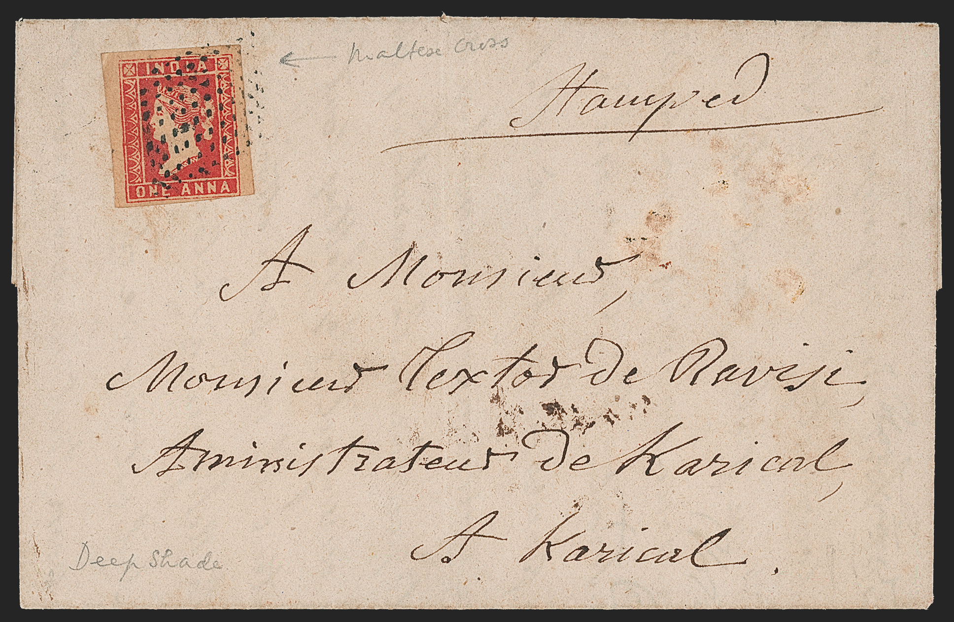 Karical HG 1 pre stamp cover — back (COV-4825)