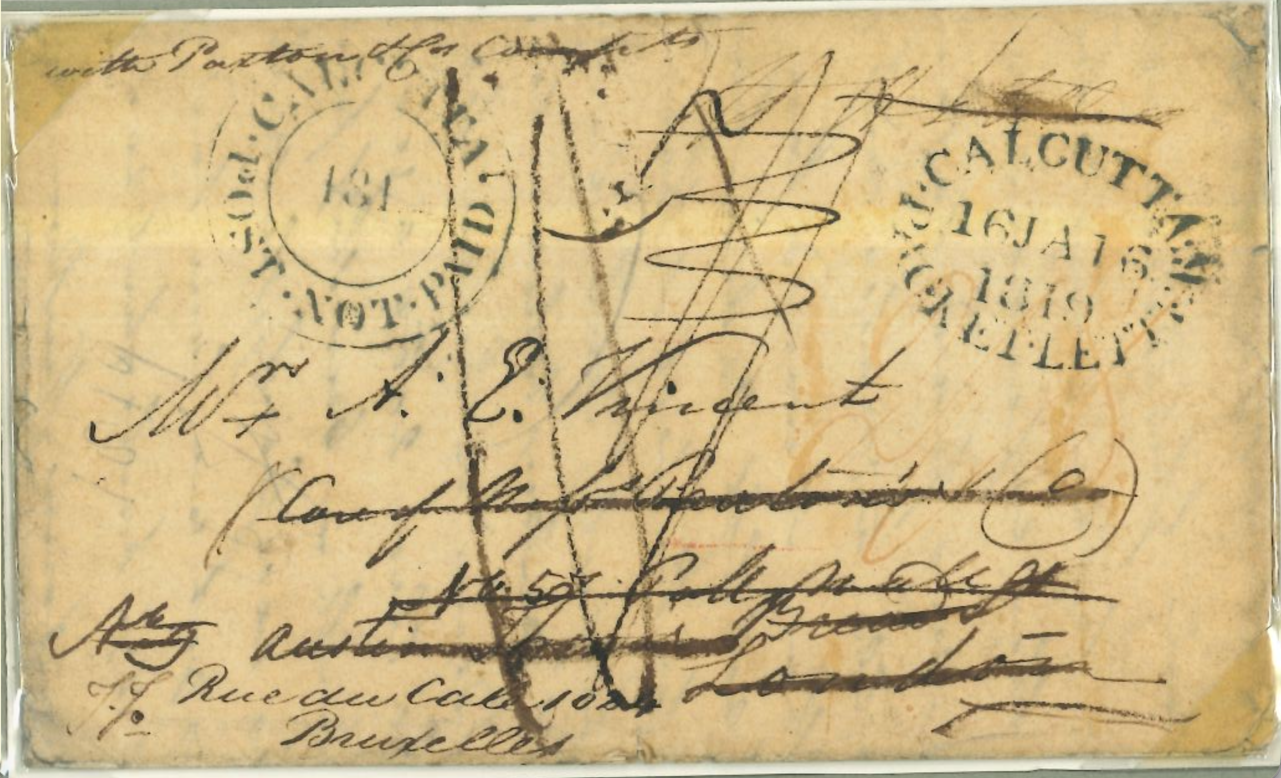 16 January 1819 Calcutta SD7 pre-stamp cover — COV-2592