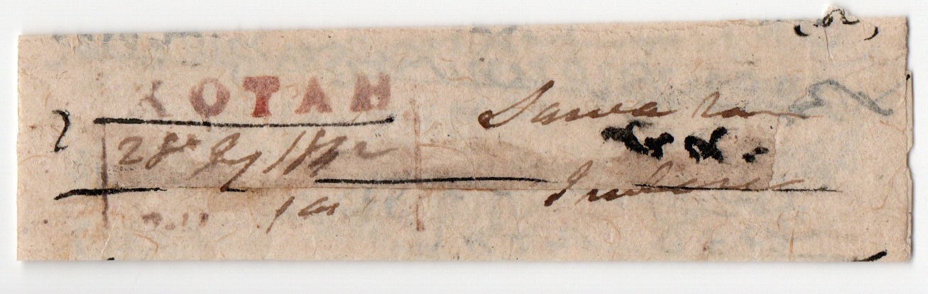 28 July 1842 Kotah HG 1 pre stamp cover — COV-3058