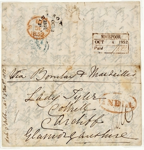 4 October 1852 Noorpoor HG 2 pre stamp cover — COV-4496