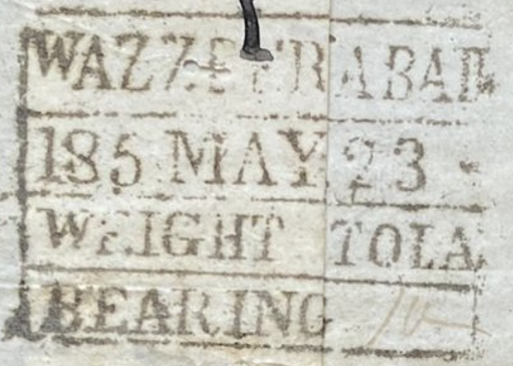 HG 3 handstamp from Wuzeerabad