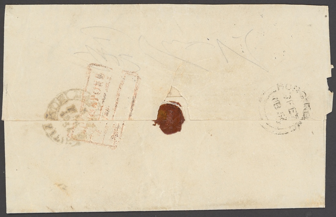 Pre-stamp cover of India — 1854, Singapore FP 5 handstruck folded letter (COV-5562)