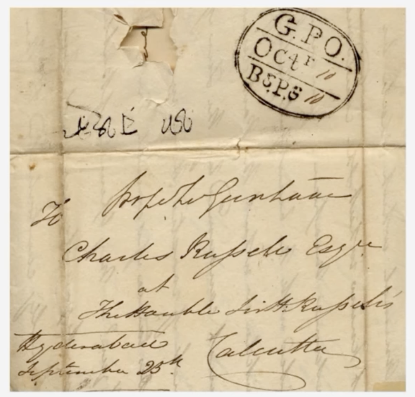 25 September 1802 Calcutta HG 11 pre stamp cover — COV-3972