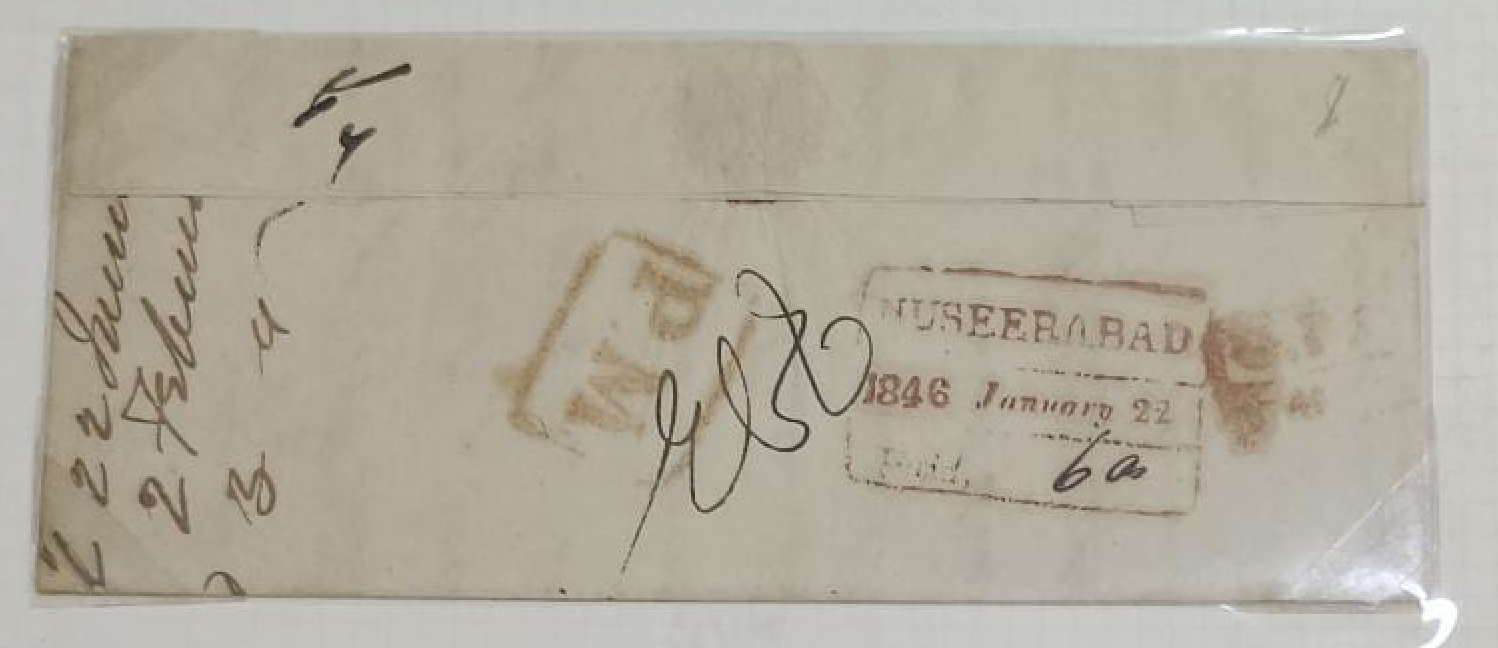 22 January 1826 Nuseerabad HG 1 pre stamp cover — COV-2743