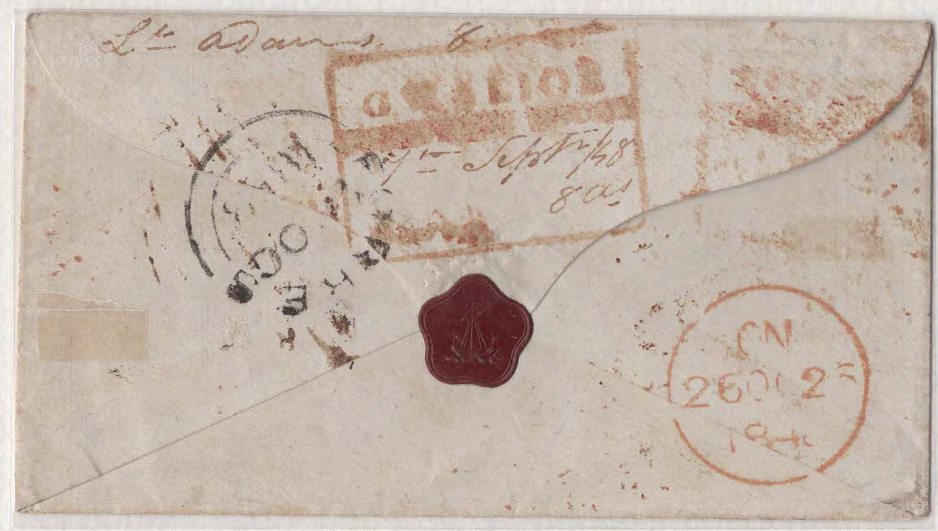 COV-2483 — 7 September 1848 Gwalior HG 8 pre-stamp cover