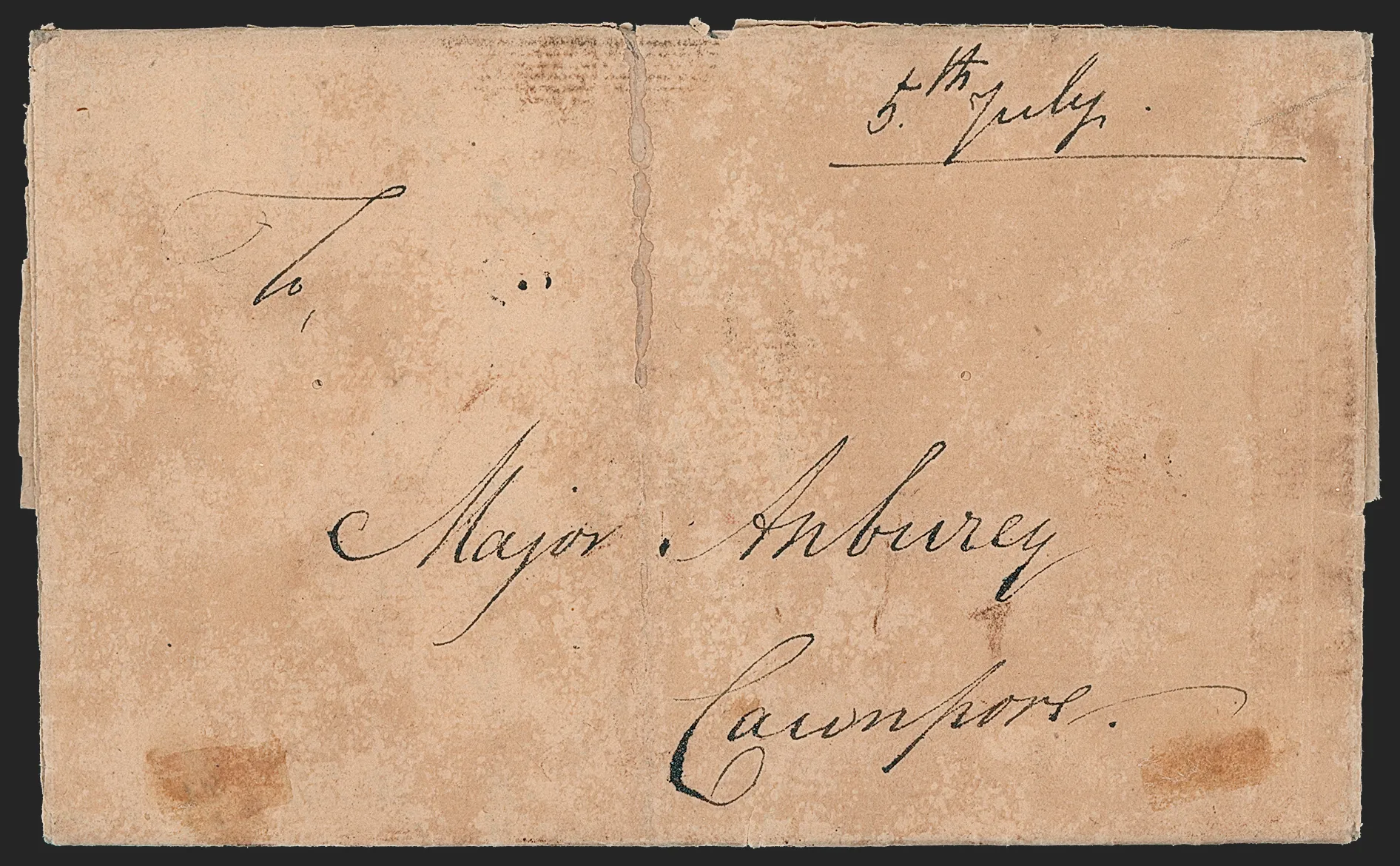 Berhampore HG 3 pre stamp cover — back (COV-11)