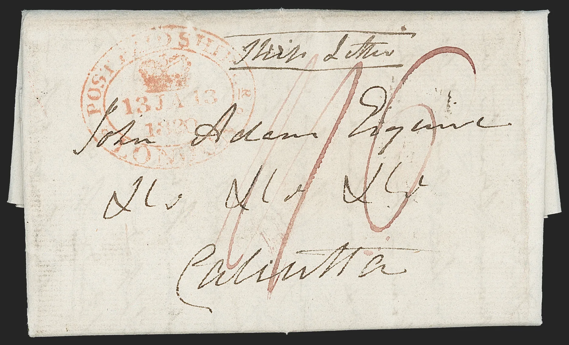 Calcutta SR8 pre stamp cover — back (COV-23)
