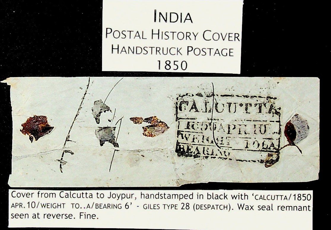 10 April 1850 Calcutta HG 28 pre stamp cover — COV-3887