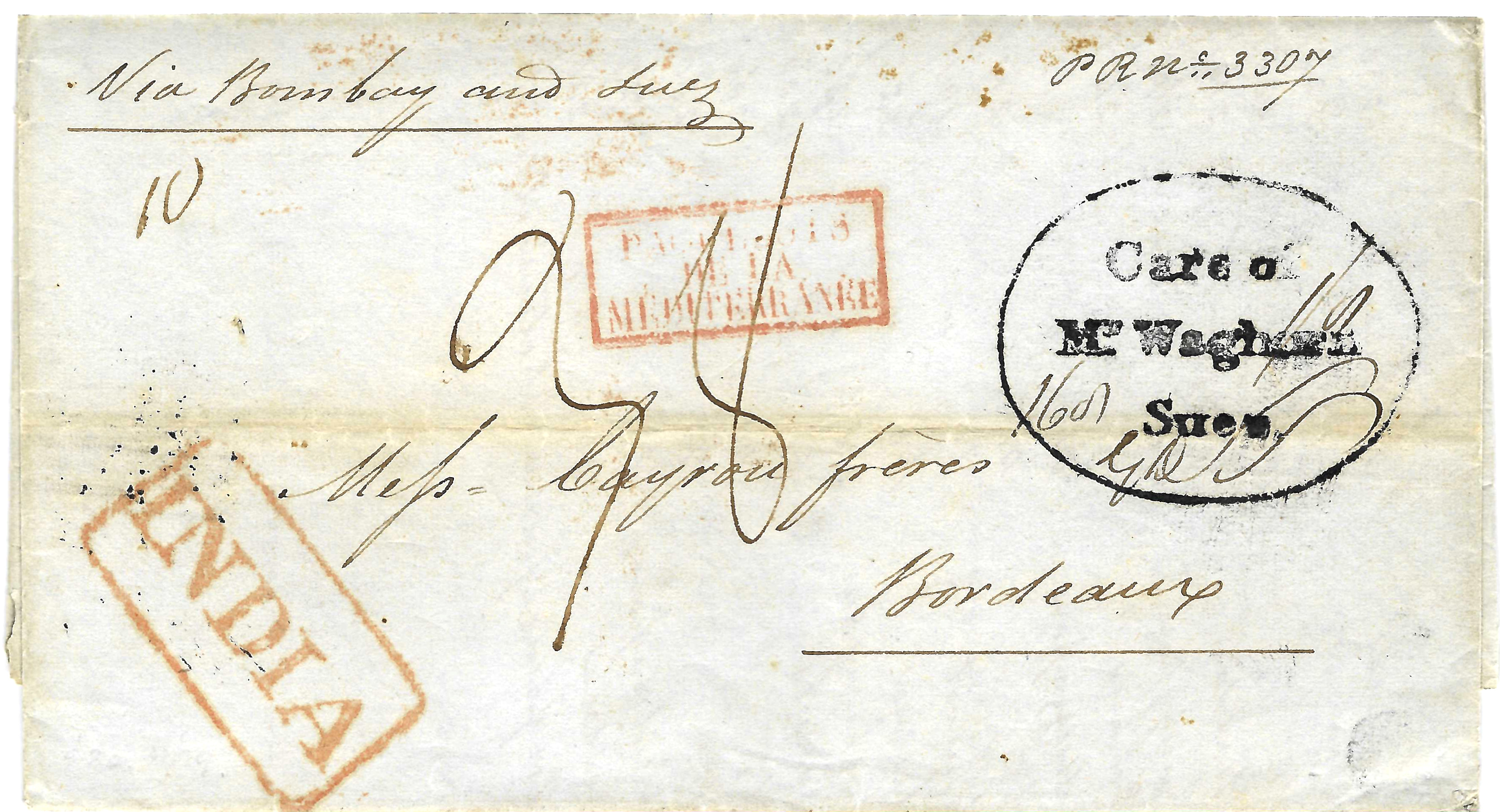 8 January 1840 Calcutta SD13 pre stamp cover — COV-1695