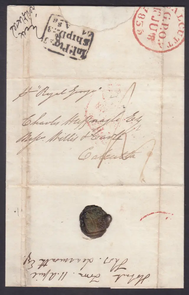 8 July 1835 Calcutta SR27 pre stamp cover — COV-3594