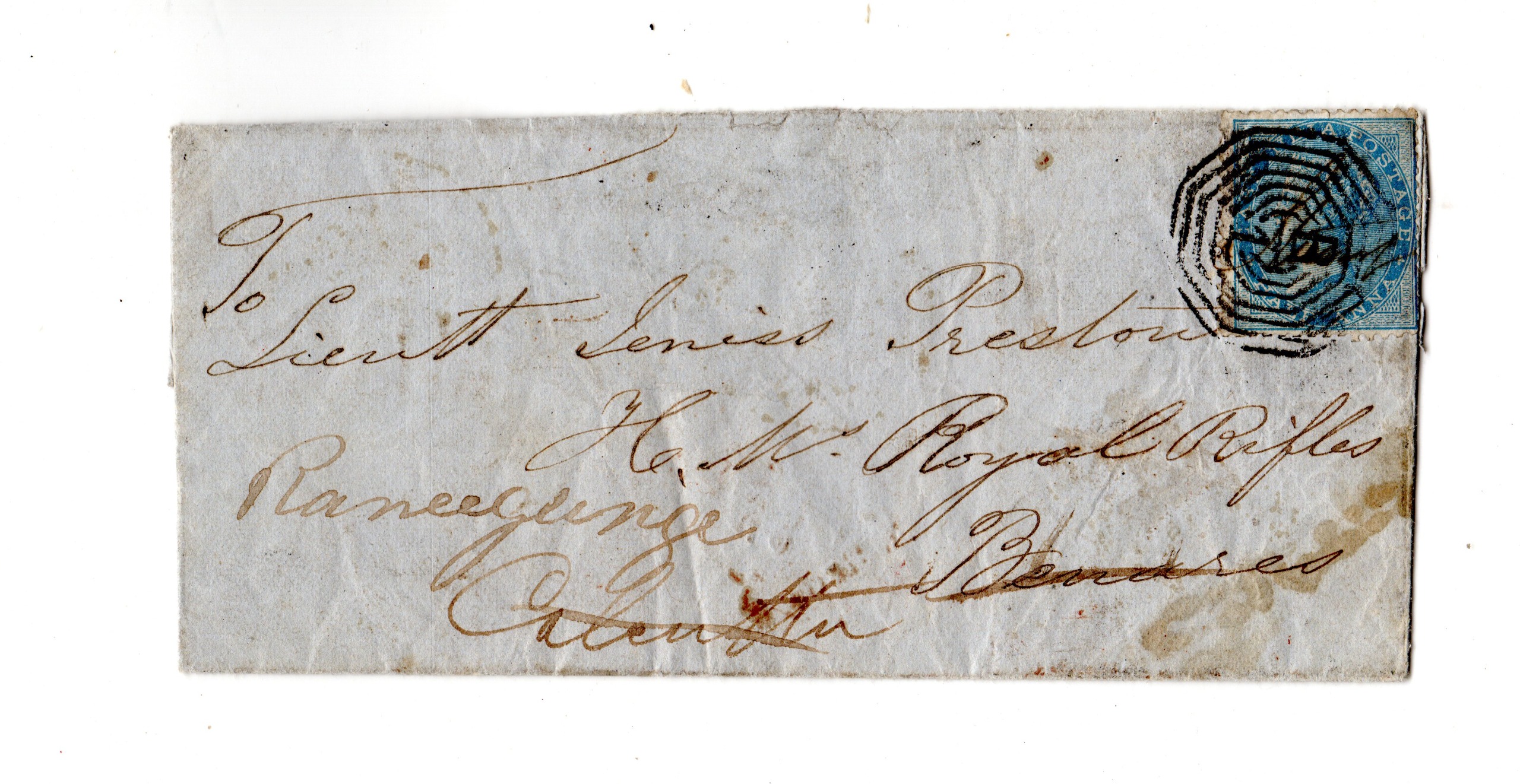 Calcutta HG 36 pre stamp cover — back (COV-3128)