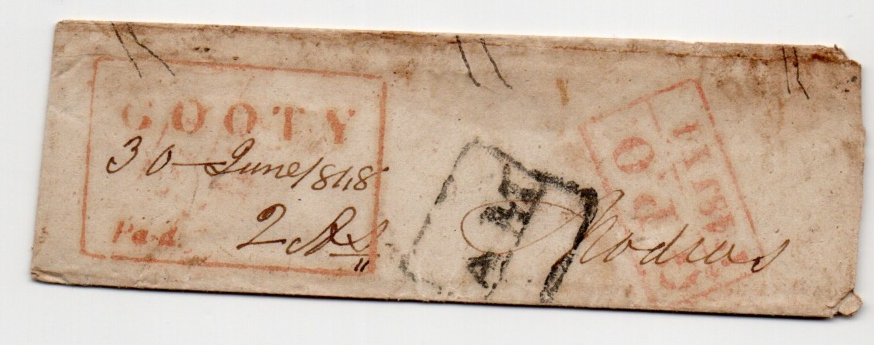 30 June 1848 Gooty HG 2 pre stamp cover — COV-4528